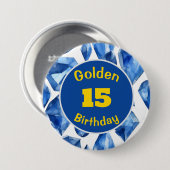 Gouden Verjaardag September Birthstone Custom Butt Ronde Button 7,6 Cm (Voorkant /achterkant)