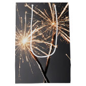 Gouden Verjaardag Sparklers op Grijs Medium Cadeauzakje (Achterkant)