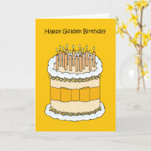 Gouden verjaardag, taart en kaarsen. kaart (Gele Bloem)