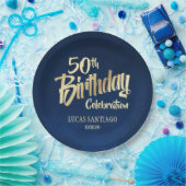 Gouden verjaardag van de mannen marine papieren bordje (Feest)