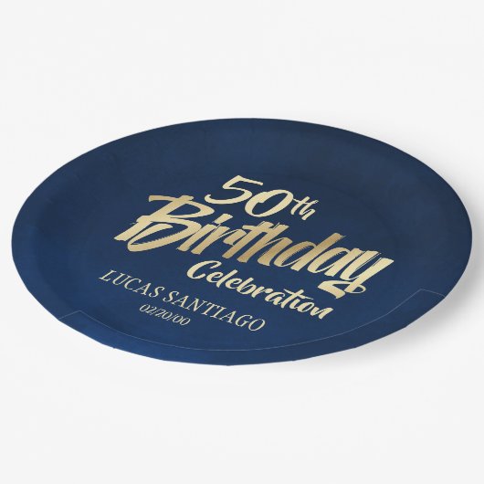 Gouden verjaardag van de mannen marine papieren bordje (Gekanteld)