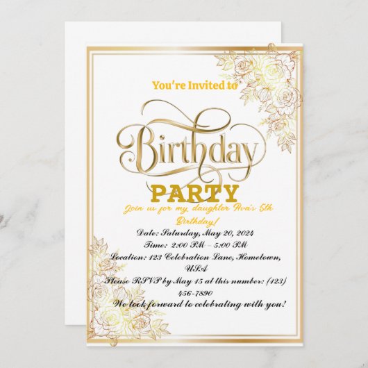 Gouden verjaardag viering! kaart (Voorkant / Achterkant)