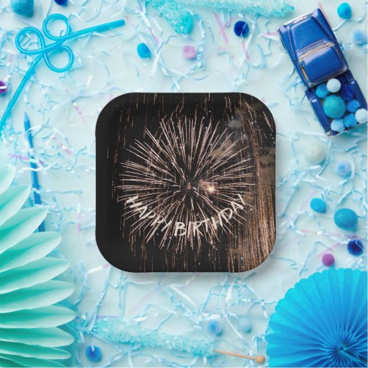 Gouden Verjaardag Vuurwerk Papieren Bordje (Feest)