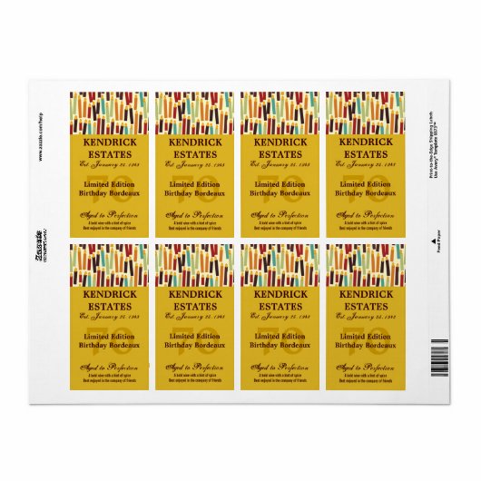 Gouden Verjaardag Wijn Label (375ml) (Full Sheet)