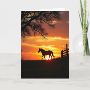 Gouden Verjaardag Zonsondergang Paard Kaart