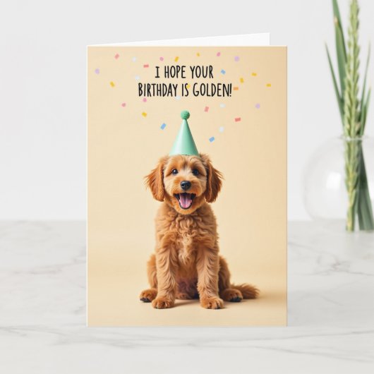 Gouden Verjaardags Puppy Kaart (Voorkant)