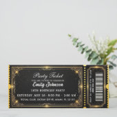 Gouden Verjaardagsfeest Ticket Uitnodiging 2026 (Staand voorkant)