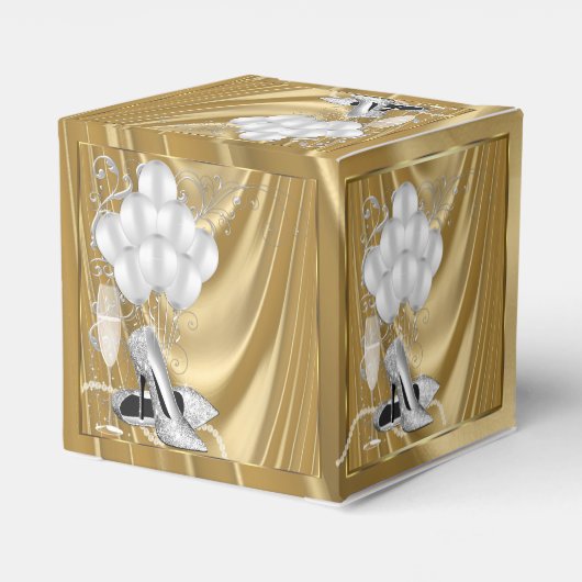 Gouden verjaardagsfeestje bedankdoosjes (Achterkant)