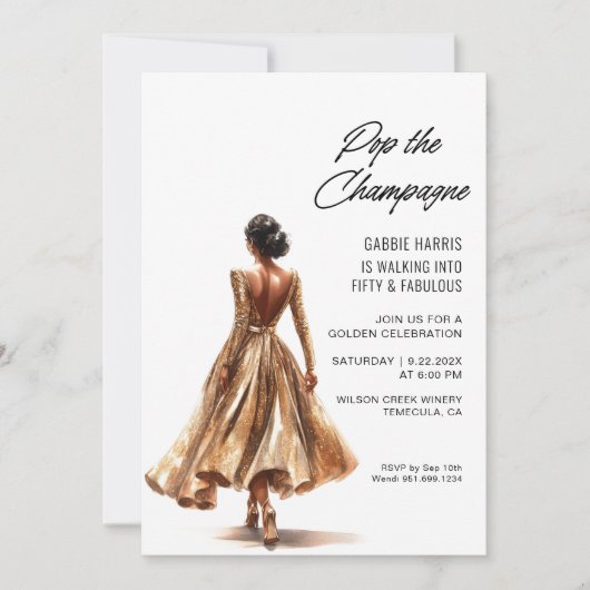 Gouden verjaardagsfeestje kaart (Voorkant)