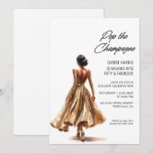 Gouden verjaardagsfeestje kaart (Voorkant / Achterkant)