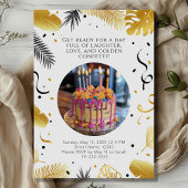 Gouden verjaardagsfeestje voor meisjes kaart