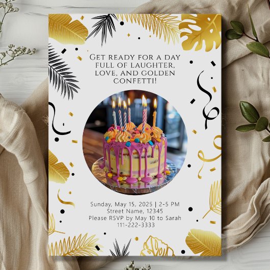 Gouden verjaardagsfeestje voor meisjes kaart