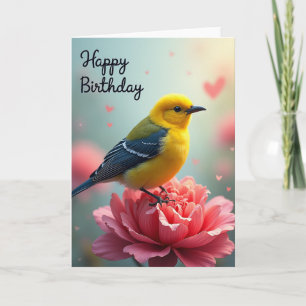 Gouden Verjaardagskaart met Vogel Kaart