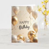 Gouden Verjaardagslint Kaart (Gele Bloem)