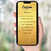 Gouden verjaardagsprogramma dinerkaart kaart