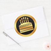 Gouden verjaardagstaart ronde sticker (Envelop)
