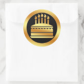 Gouden verjaardagstaart ronde sticker (Tas)