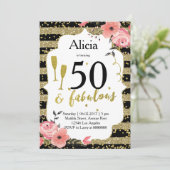 Gouden verjaardagsuitnodiging voor volwassenen kaart (Staand voorkant)