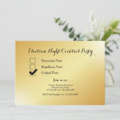 Gouden Verkiezing Nacht Cocktail Party Kaart (Staand voorkant)
