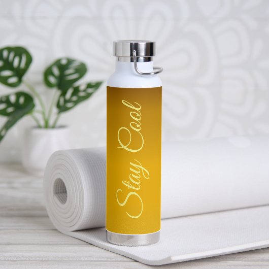 Gouden verloop met Fancy tekst Blijf koel Waterfles (Yoga)