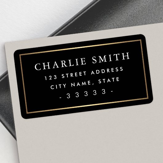 Gouden verloop rand zwart groot retouradres etiket