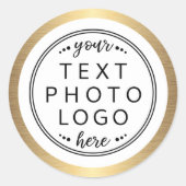 Gouden verlooprand aangepaste logo foto tekst ronde sticker (Voorkant)