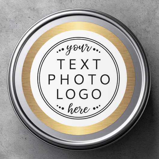Gouden verlooprand aangepaste logo foto tekst ronde sticker