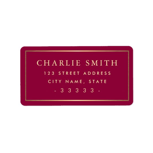 Gouden verlooprand bordeaux retouradres etiket (Voorkant)