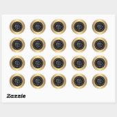 Gouden verlooprand zwart cirkel bedrijfslogo ronde sticker (Vel)