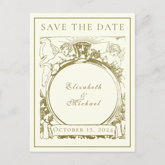  gouden Verlovingen engelenring Aankondigingskaart (Voorkant)