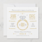 Gouden Verlovingen Ring Party Uitnodiging (Voorkant)