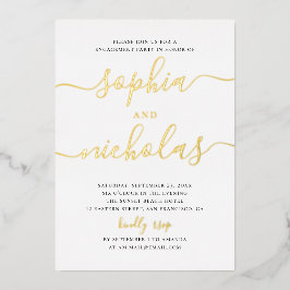 Gouden verlovingsfeest | Elegante minimalistische Folie Uitnodiging