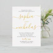 Gouden verlovingsfeest | Elegante minimalistische Folie Uitnodiging (Staand Voorkant)