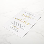 Gouden verlovingsfeest | Elegante minimalistische Folie Uitnodiging (Gedraaid)