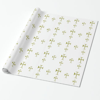 Gouden vernietigde Byzantijns kruis Cadeaupapier