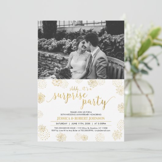 Gouden verrassing 50ste huwelijksverjaardag kaart (Staand voorkant)