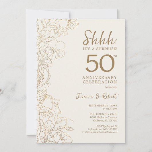 Gouden verrassing 50ste verjaardag kaart (Voorkant)