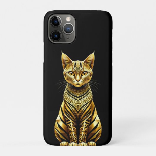 Gouden Versierde Kat Illustratie Case-Mate iPhone Case (Achterkant)