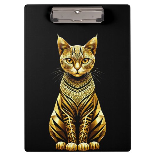 Gouden Versierde Kat Illustratie Klembord (Voorkant)