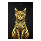 Gouden Versierde Kat Illustratie Mini Klembord (Achterkant)
