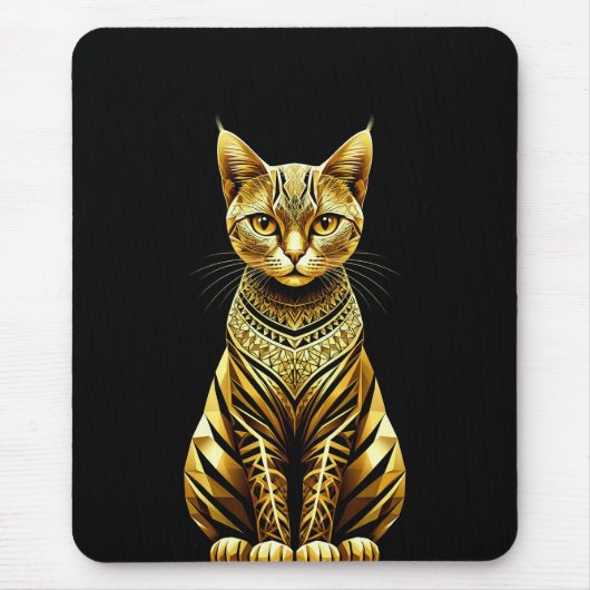 Gouden Versierde Kat Illustratie Muismat (Voorkant)