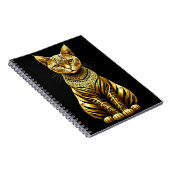 Gouden Versierde Kat Illustratie Notitieboek (Rechterzijde)
