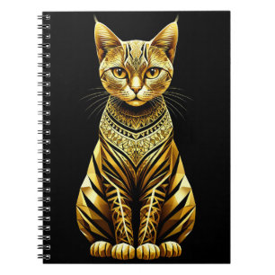 Gouden Versierde Kat Illustratie Notitieboek