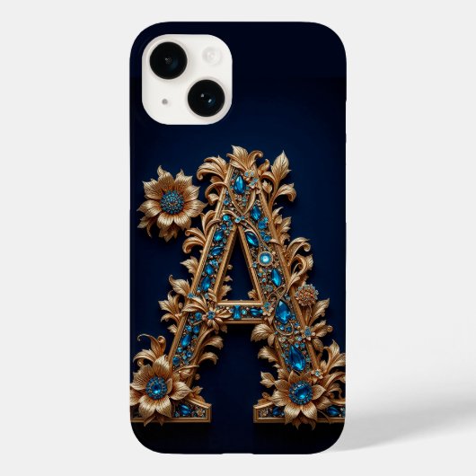 Gouden Versierde Letter A Case-Mate iPhone Case (Achterkant)