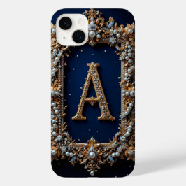 Gouden Versierde Letter A met Edelstenen Case-Mate iPhone 14 Plus Hoesje