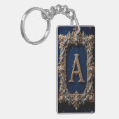 Gouden Versierde Letter A met Edelstenen Sleutelhanger (Voorkant Links)