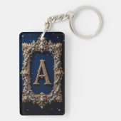 Gouden Versierde Letter A met Edelstenen Sleutelhanger (achterkant)