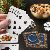 Gouden Versierde Letter C met Edelstenen Pokerkaarten (Insitu)