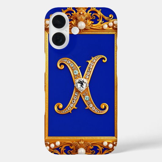Gouden Versierde Letter X met Edelstenen Case-Mate iPhone Case (Achterkant)