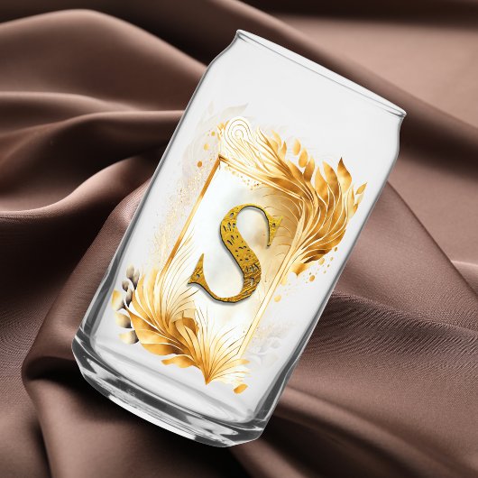 Gouden Versierde Monogram S Blikvorm Glas